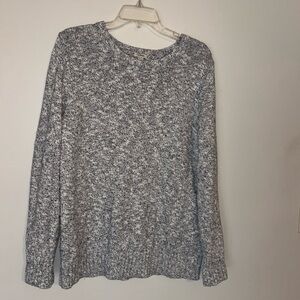 L.L. Bean Marled Crewneck Sweater in Gray and White 100% cotton